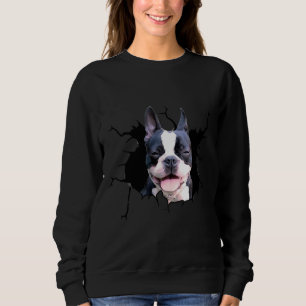Boston Terrier Dog Breeds Dogs Puppy Decal Crack   Sweatshirt