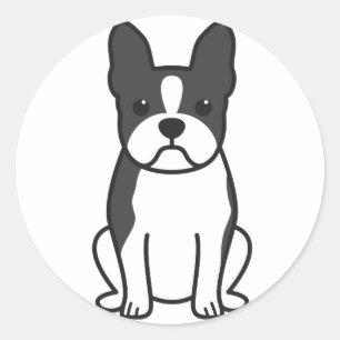 Boston Terrier Dog Cartoon Classic Round Sticker