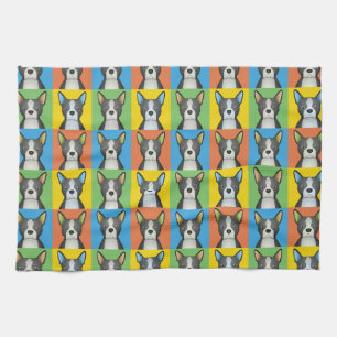Boston Terrier Dog Cartoon Pop-Art Kitchen Towel