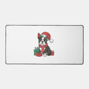 Boston Terrier Dog Christmas Parties Holiday Santa Desk Mat