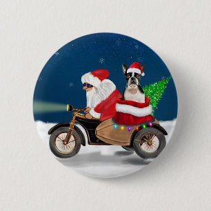 Boston Terrier Dog Christmas Santa Claus   2 Inch Round Button