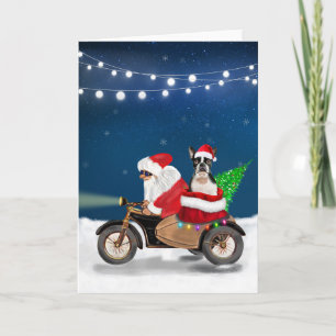 Boston Terrier Dog Christmas Santa Claus  Card