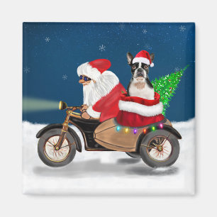 Boston Terrier Dog Christmas Santa Claus   Magnet