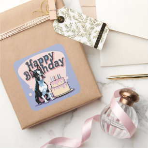 Boston Terrier Dog Colourful  Square Sticker