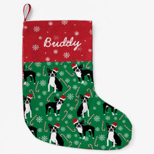 Boston Terrier Dog Custom dog name Small Christmas Stocking
