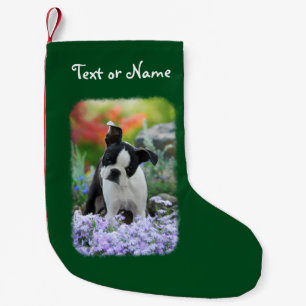 Boston Terrier Dog Cute Puppy Personalized Santa Small Christmas Stocking