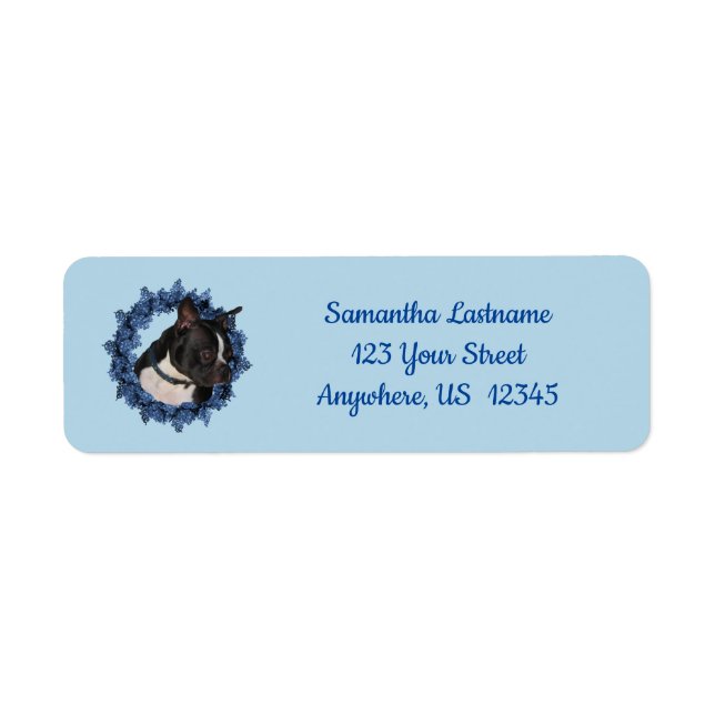 Boston Terrier Dog Floral Wreath Adresse (Devant)
