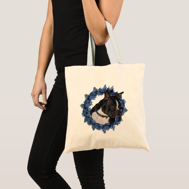 Boston Terrier Dog Floral Wreath Animal      Tote Bag (Front (Product))