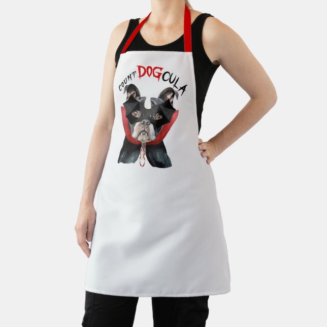 Boston Terrier Dog Funny Halloween Vampire Apron (Insitu)