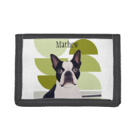 Boston Terrier Dog – Green Geometric