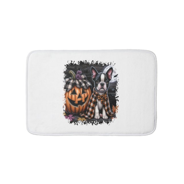 Boston Terrier Dog Halloween Bath Mat (Front)