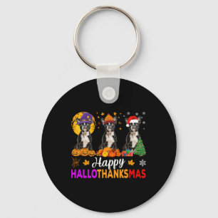 Boston Terrier Dog Halloween Christmas Hallothanks Keychain