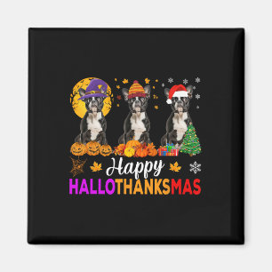 Boston Terrier Dog Halloween Christmas Hallothanks Magnet