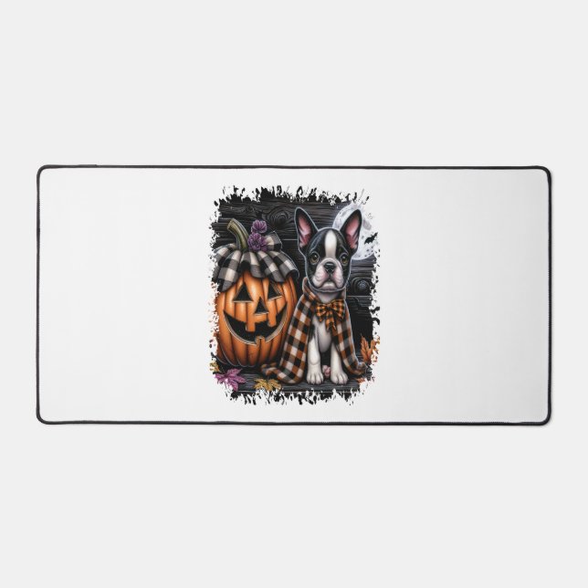 Boston Terrier Dog Halloween Desk Mat (Front)