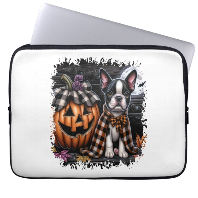 Boston Terrier Dog Halloween Laptop Sleeve (Front)