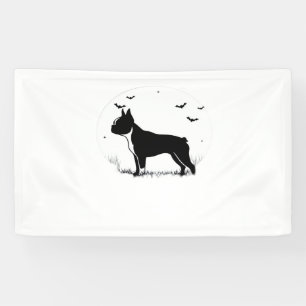 Boston Terrier Dog – Halloween Moon Silhouette Ove Banner