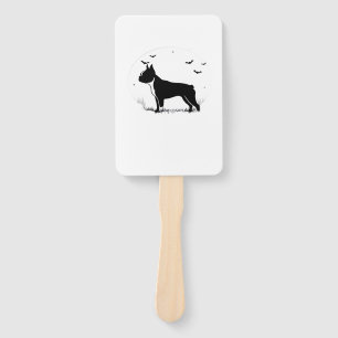 Boston Terrier Dog � Halloween Moon Silhouette Ove Hand Fan