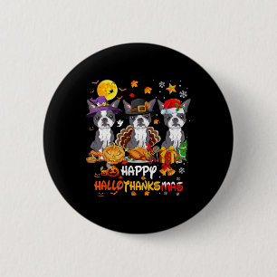 Boston Terrier Dog Happy Halloween Thanksgiving Ch 2 Inch Round Button