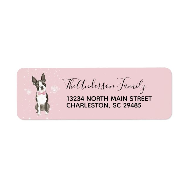 Boston Terrier Dog Holiday Christmas Address (Front)