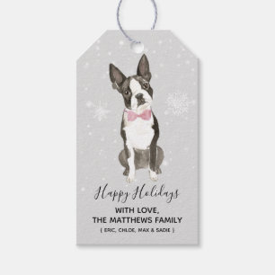 Boston Terrier Dog Holiday Christmas Gift Tag
