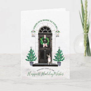 Boston Terrier Dog Holiday Christmas Greeting Card