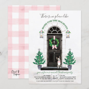 Boston Terrier Dog Holiday Christmas Party Invitation