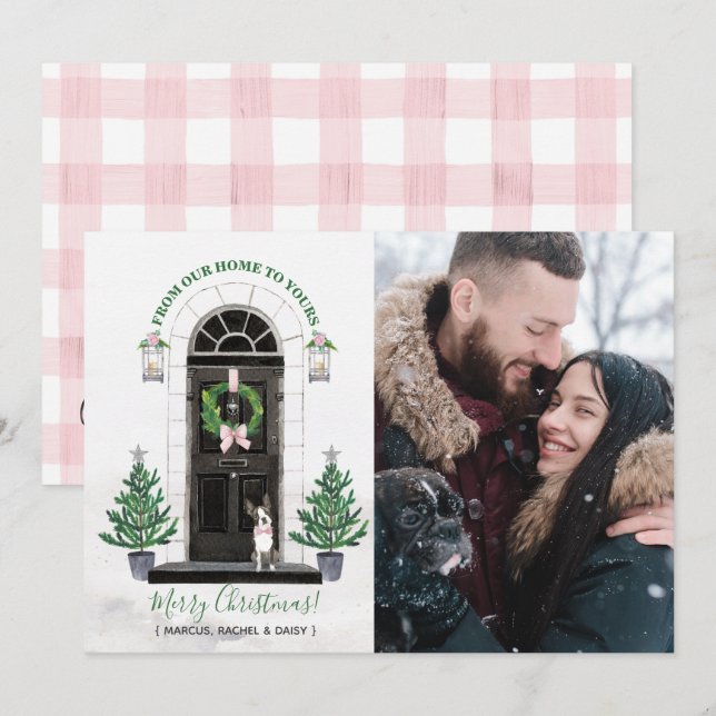 Boston Terrier Dog Holiday Christmas Photo Card (Front/Back)