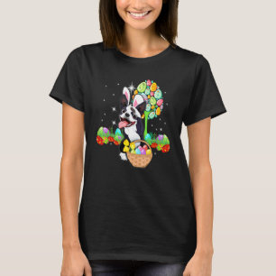 Boston Terrier Dog Hunting Egg Tree Bunny Easter D T-Shirt