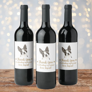 Boston Terrier Dog I Do Too Mariage Wine Étiquette