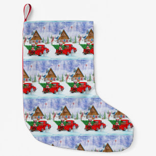 Boston Terrier dog In Christmas Delivery Truck Small Christmas Stocking
