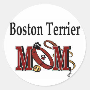 Boston Terrier Dog MOM Classic Round Sticker