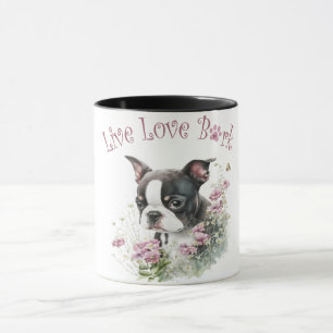 Boston Terrier Dog Mom Floral Mug