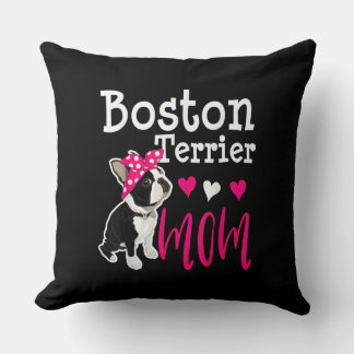 Boston Terrier Dog Mom Owner Cute Funny Throw Pillow