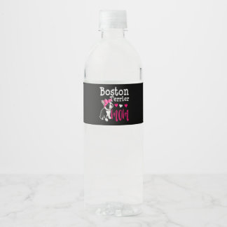 Boston Terrier Dog Mom Owner Cute Funny Water Bottle Label