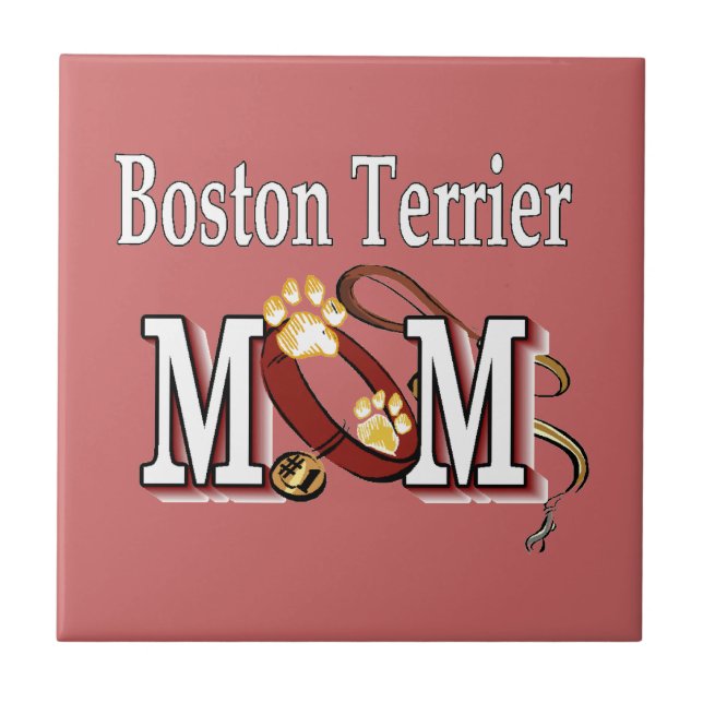 Boston Terrier Dog MOM Tile (Front)
