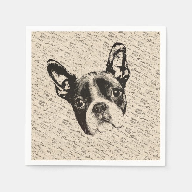 Boston Terrier dog Napkin (Front)