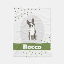 Boston Terrier Dog personalized dots blanket
