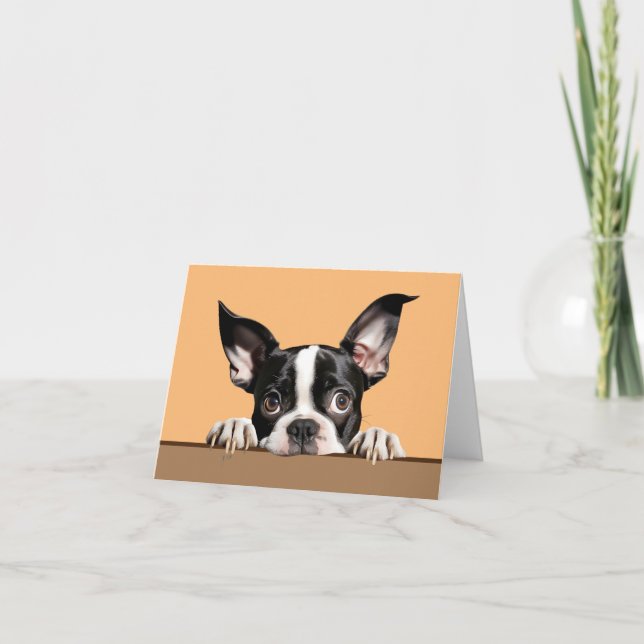 Boston Terrier Dog Pet Notecard or Thank you Card (Front)