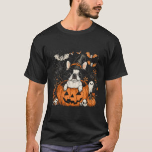 Boston Terrier Dog Pumpkin Halloween Thanksgiving T-Shirt