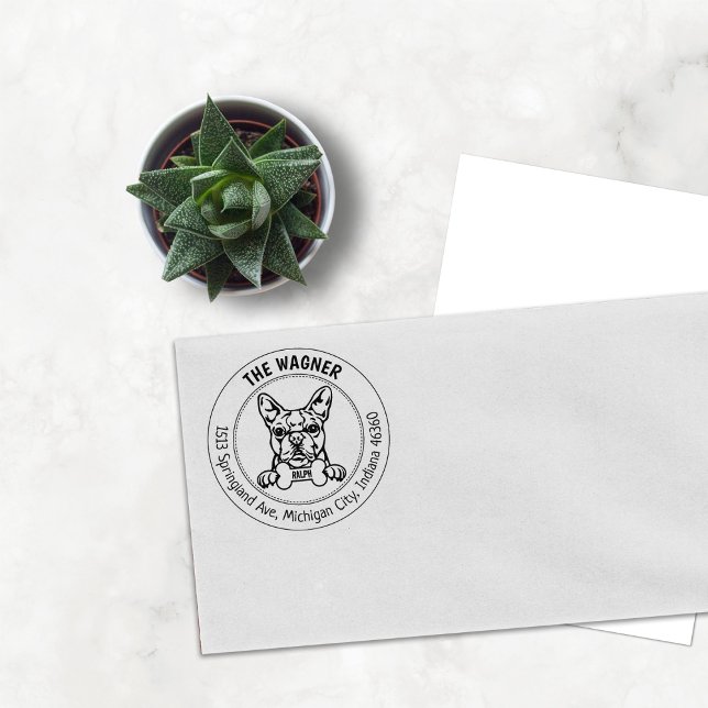 Boston Terrier Dog Return Address Family Rubber Stamp (Creator Uploaded)