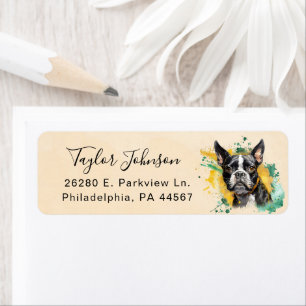 Boston Terrier Dog Return Address Label