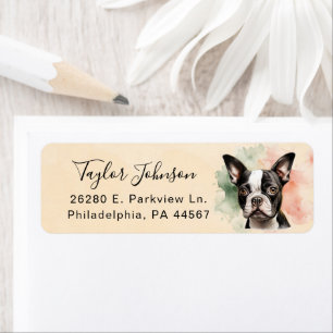Boston Terrier Dog Return Address Label