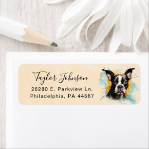 Boston Terrier Dog Return Address Label