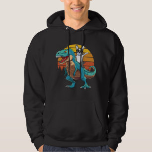 Boston Terrier Dog Riding Dinosaur T Rex Boys Hoodie