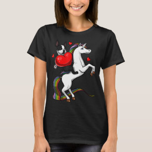 Boston Terrier Dog Riding Unicorn Valentines Day T T-Shirt