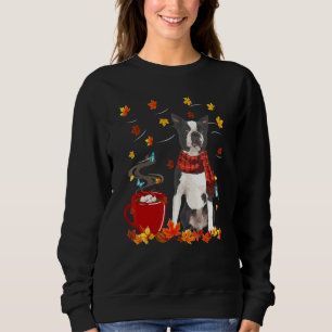 Boston Terrier Dog Scarf Fall Chocolate Autumn Sweatshirt