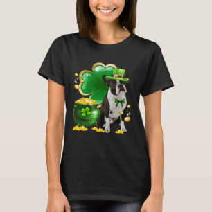 Boston Terrier Dog Shamrock Irish Saint St Patrick T-Shirt