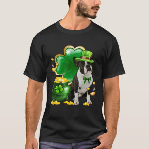 Boston Terrier Dog Shamrock Irish Saint St Patrick T-Shirt