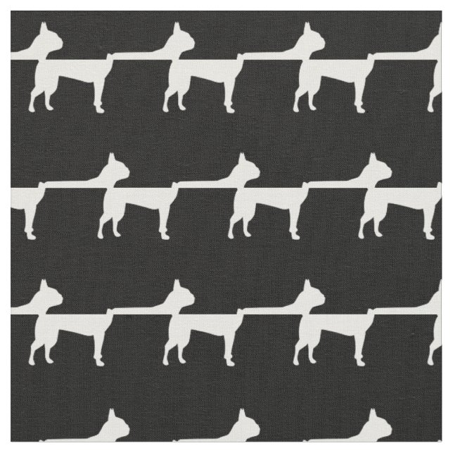 Boston Terrier Dog Silhouette Pet Fabric (Close Up)