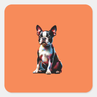 Boston Terrier Dog Square Sticker